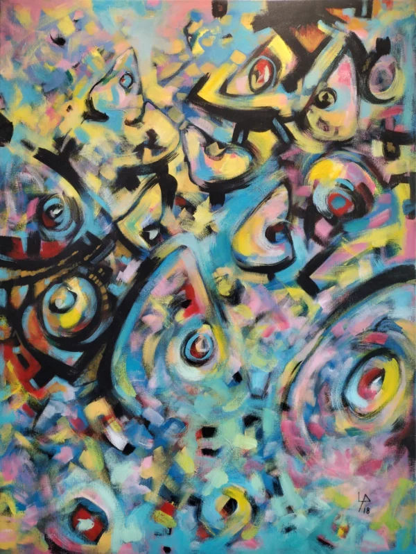 a23 galeria de arte, quadro para decoração da tua casa ou parede de escritório, pintura em acrílico sobre tela, representando a tradição do carapau seco da praia da Nazaré. Cores acrilicas dominantes azul esmeralda, vermelhos, amarelos, rosa e preto. Fundo abstrato